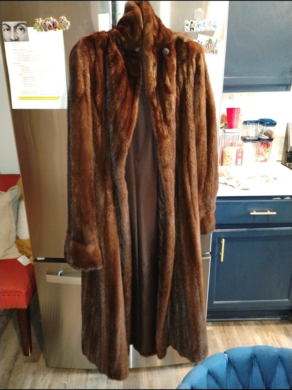 Long Brown Full-Length Fur Coat